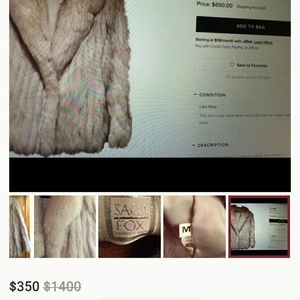Saga Fox Fur Coat size Medium